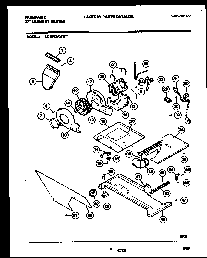 Motor, blower and cabinet parts