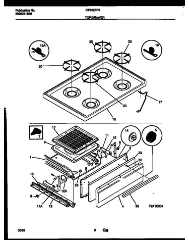 Cooktop and broiler drawer parts