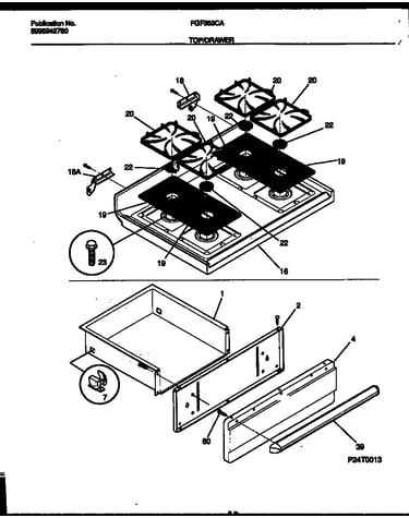 Cooktop and drawer parts
