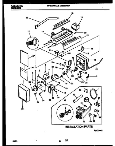Ice maker and installation parts