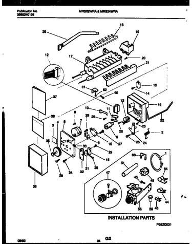 Ice maker and installation parts