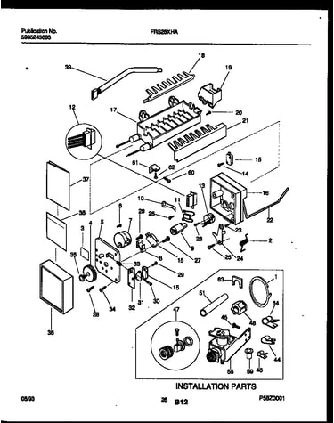 Ice maker and installation parts