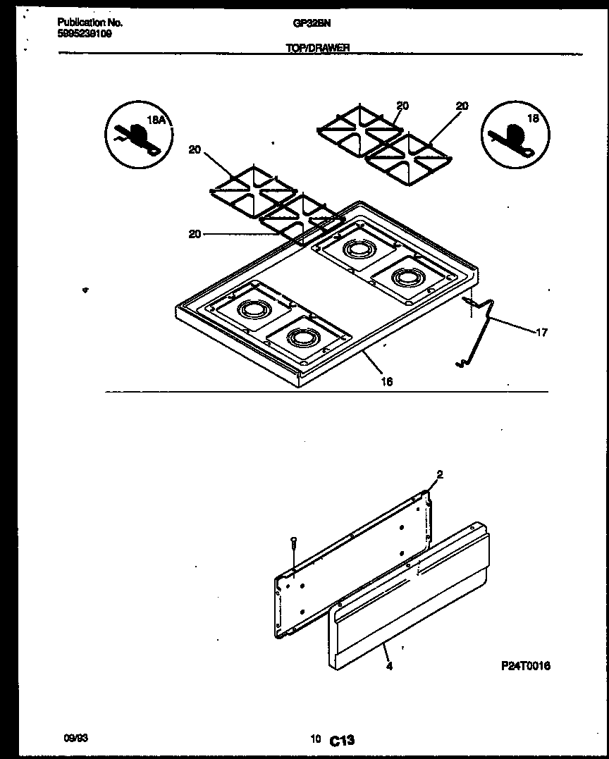 Cooktop and drawer parts