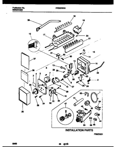 Ice maker and installation parts