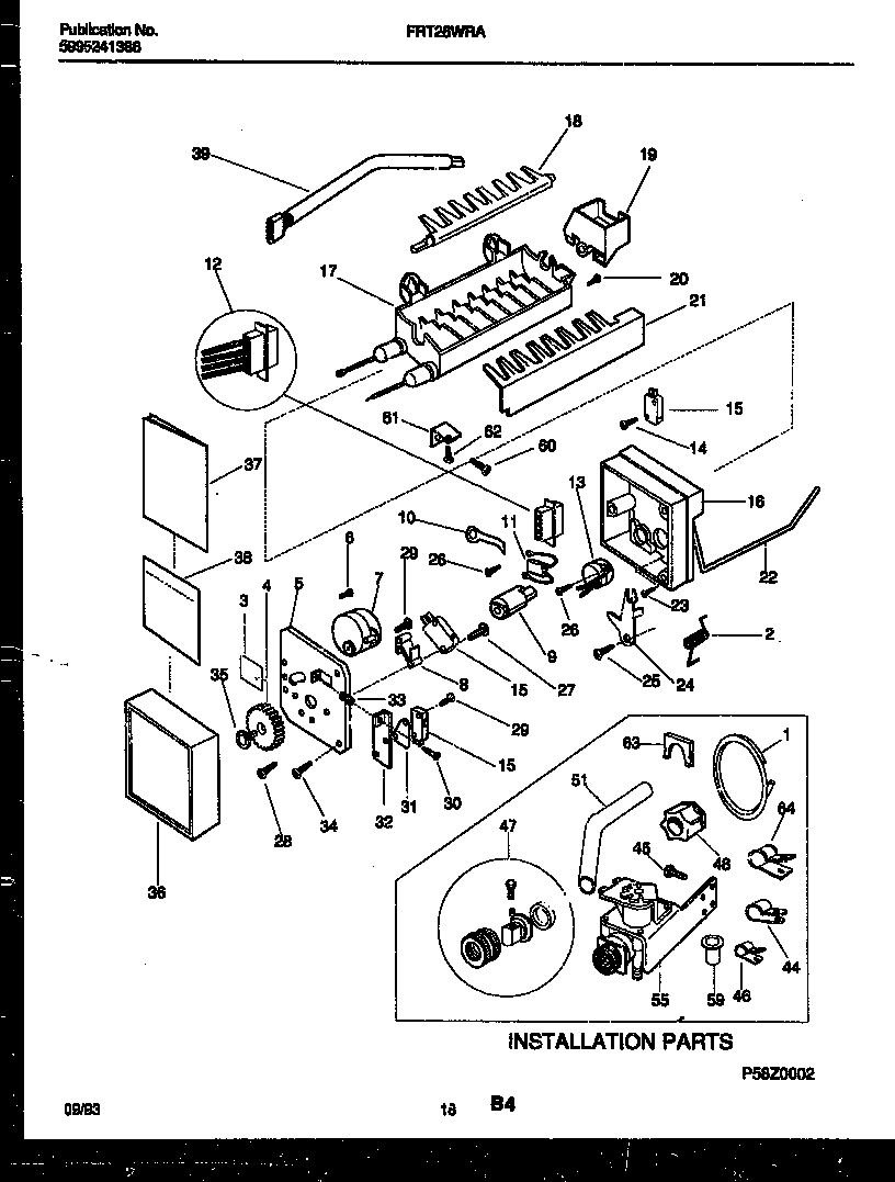 Ice maker and installation parts