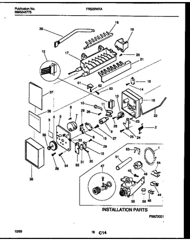 Ice maker and installation parts