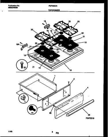 Cooktop and drawer parts