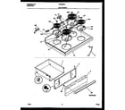 Frigidaire FEF352CATB cooktop and drawer parts diagram
