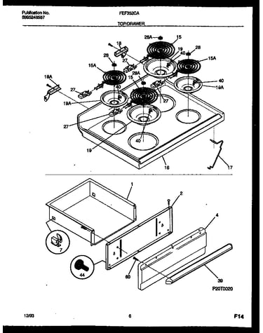 Cooktop and drawer parts