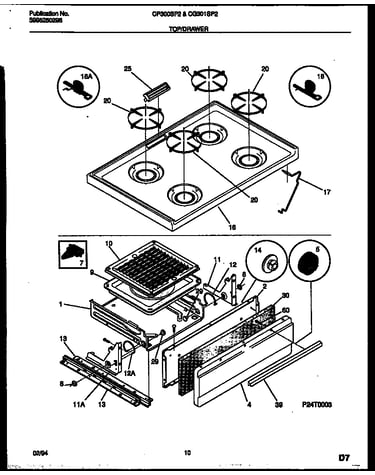 Cooktop and broiler drawer parts