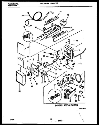 Ice maker and installation parts