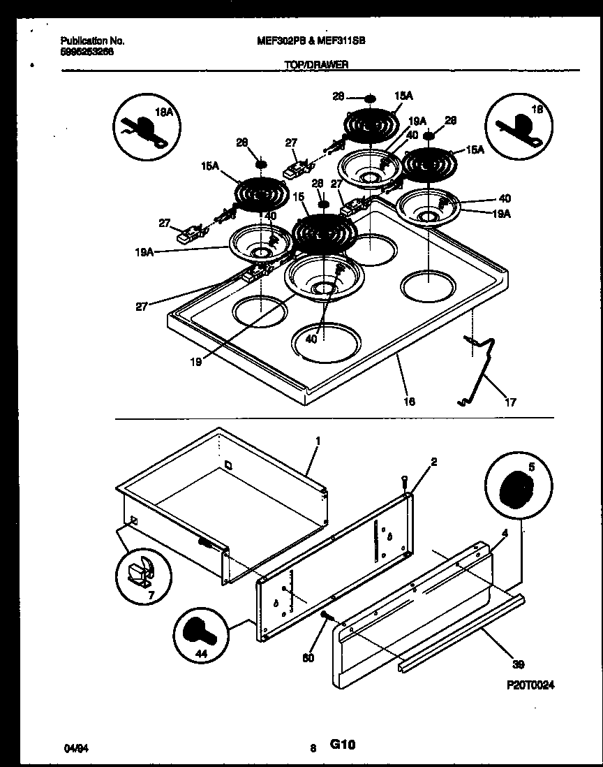 COOKTOP AND DRAWER PARTS