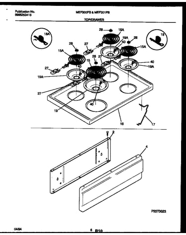 Cooktop and drawer parts