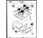 Universal/Multiflex (Frigidaire) MEF300PBDA cooktop and drawer parts diagram