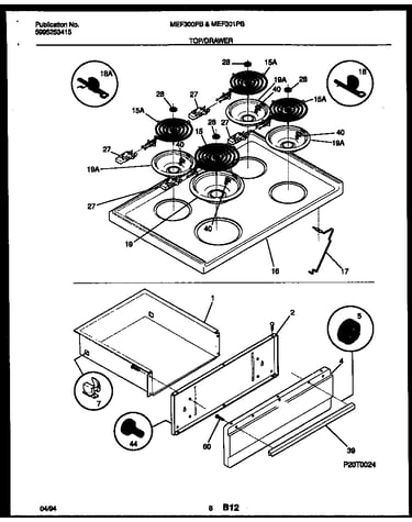 Cooktop and drawer parts