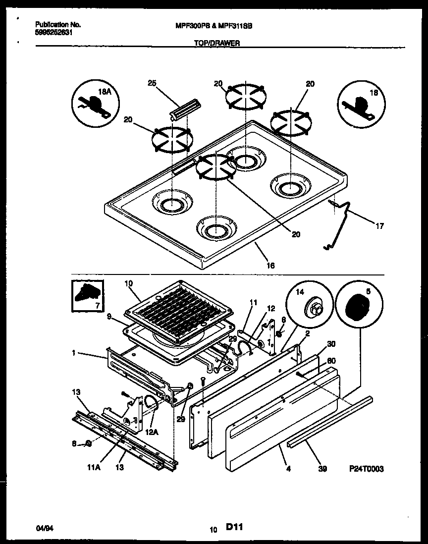 COOKTOP AND BROILER DRAWER PARTS