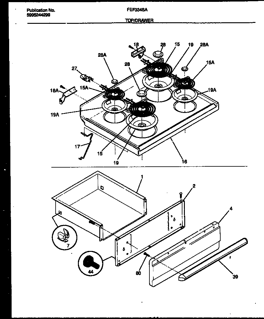 COOKTOP AND DRAWER PARTS