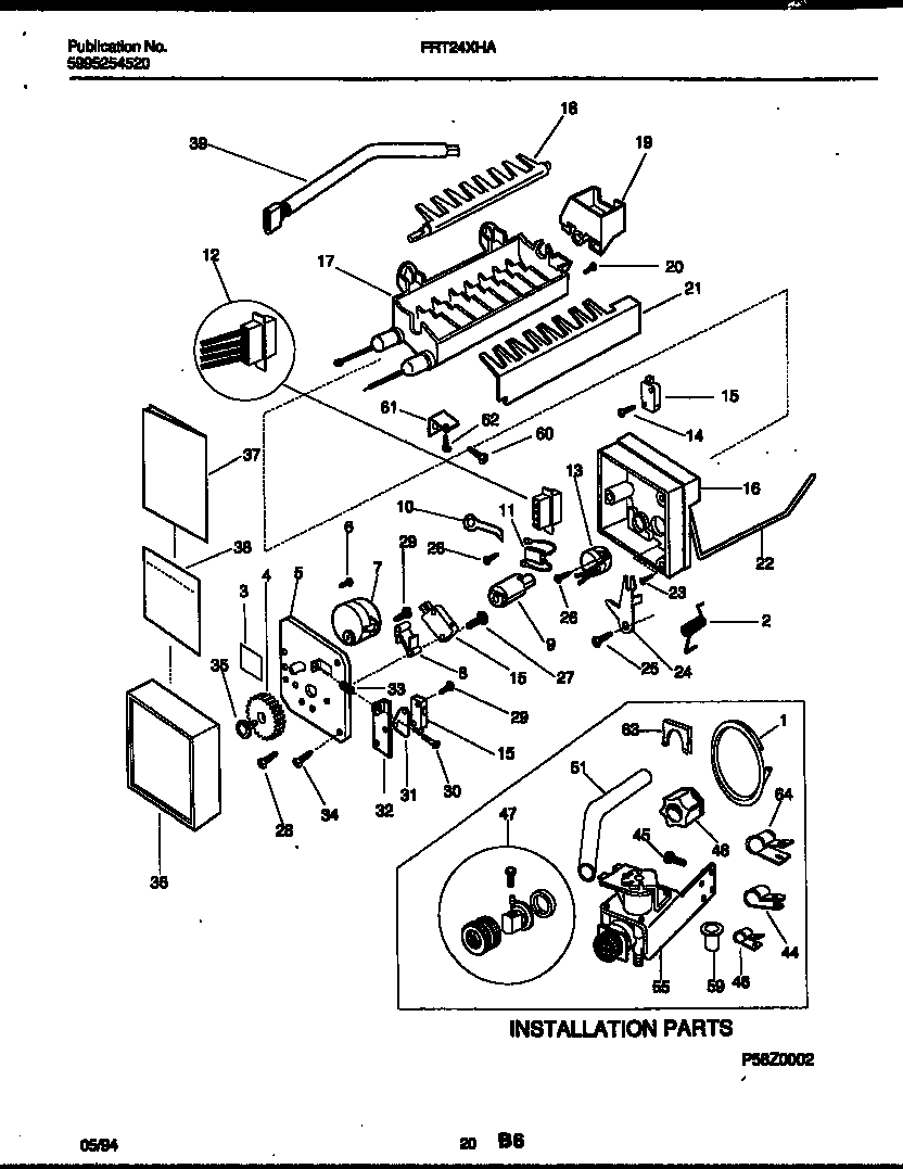 Ice maker and installation parts
