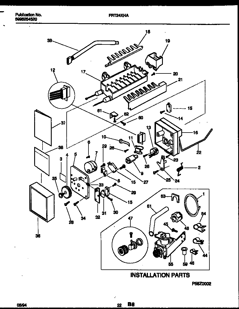 Ice maker and installation parts