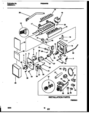 Ice maker and installation parts