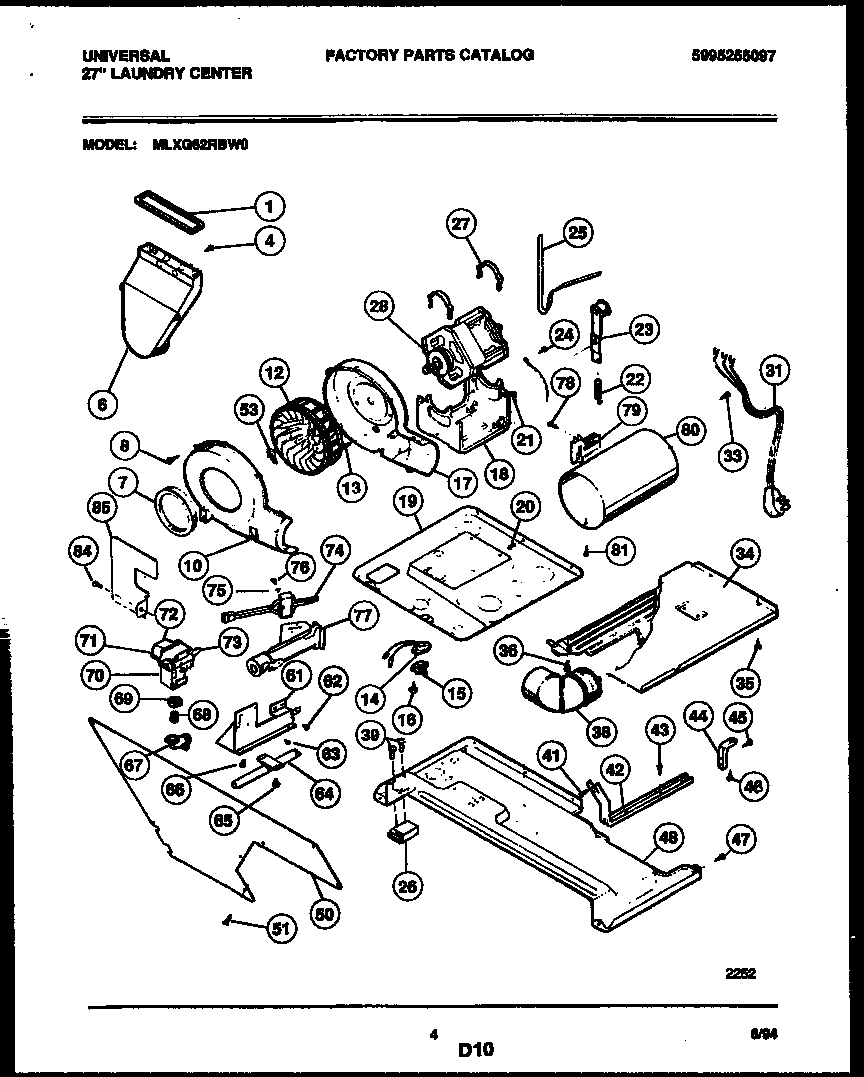Motor, blower and cabinet parts