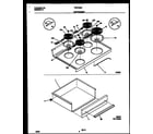 Frigidaire RGC32BNW2 cooktop and drawer parts diagram