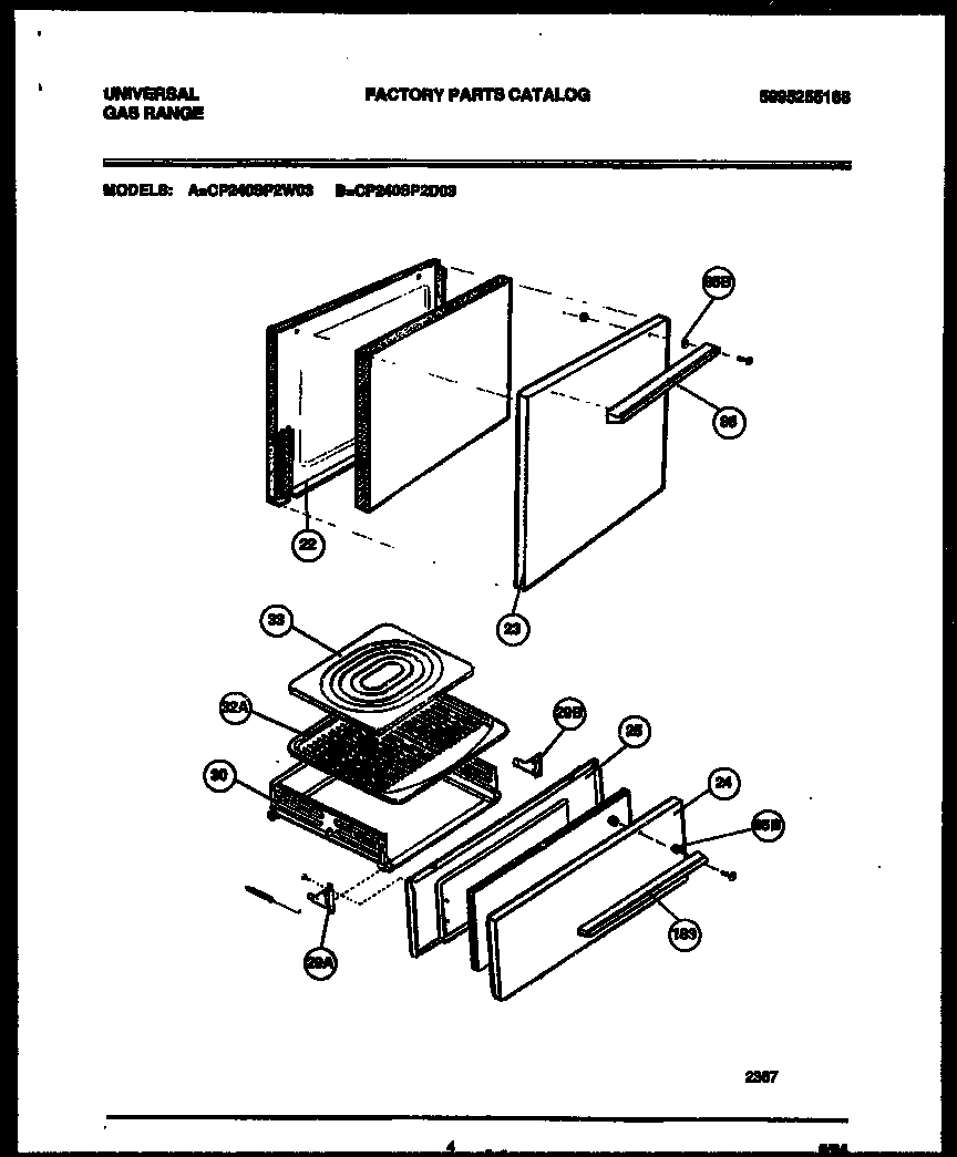 Door and broiler drawer parts