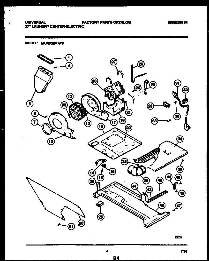Motor, blower and cabinet parts