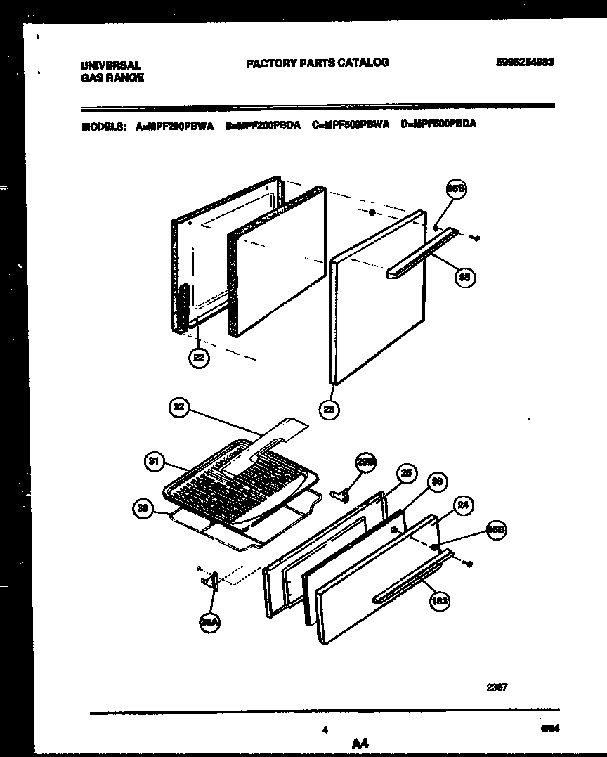 Door and broiler drawer parts