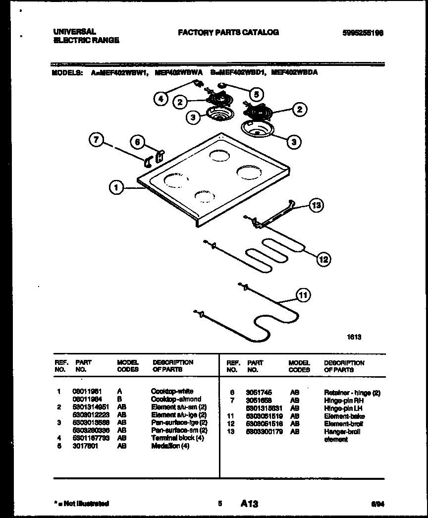 Cooktop and broiler parts