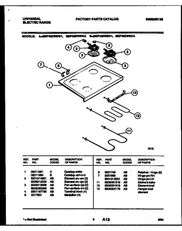 Cooktop and broiler parts