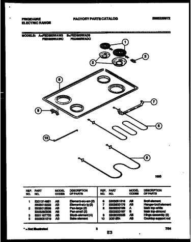 Cooktop and broiler parts