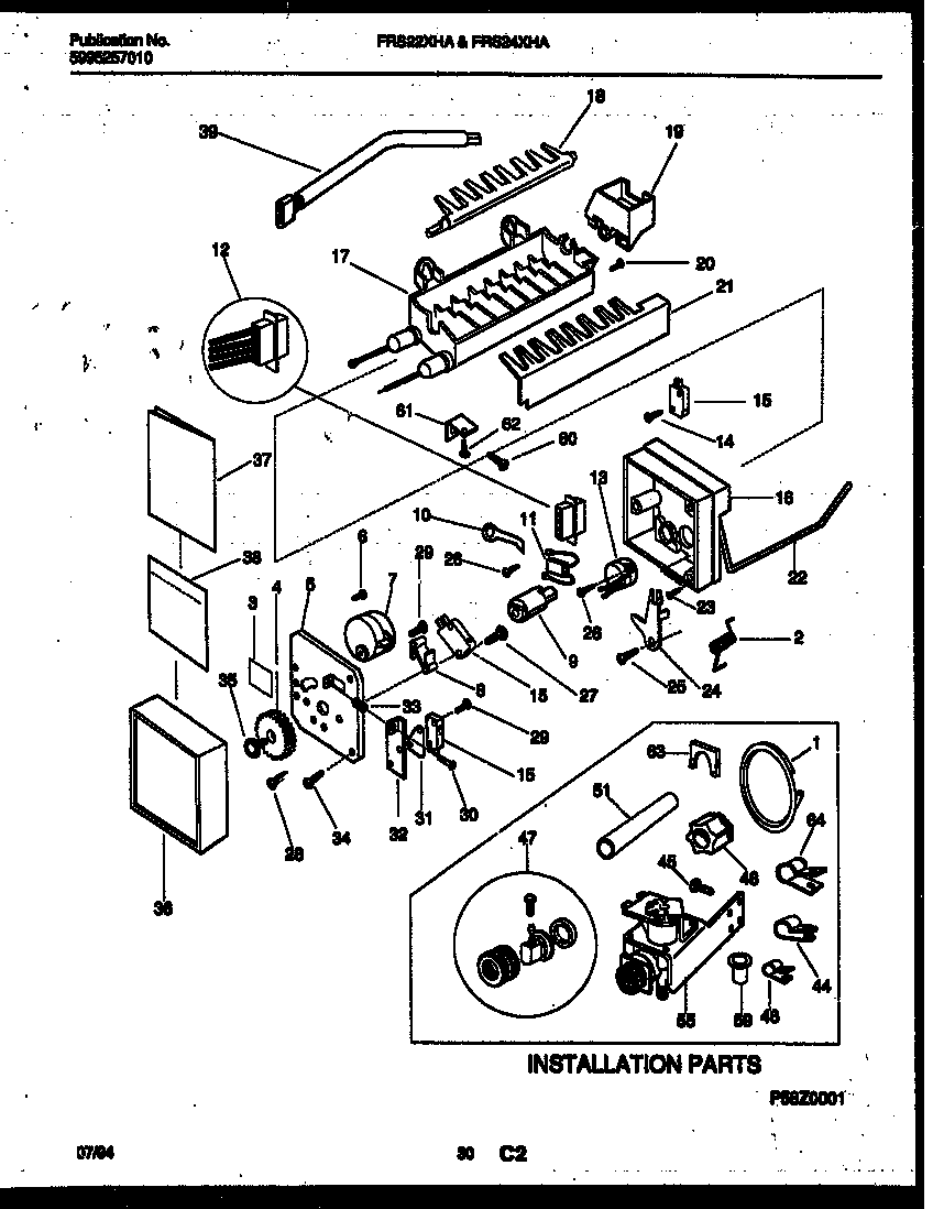Ice maker and installation parts