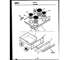 Frigidaire FEF351SAWB cooktop and drawer parts diagram