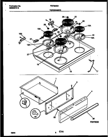 Cooktop and drawer parts