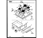 Frigidaire FEF350CASB cooktop and drawer parts diagram