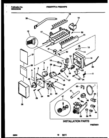 Ice maker and installation parts