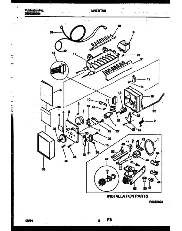 Ice maker and installation parts