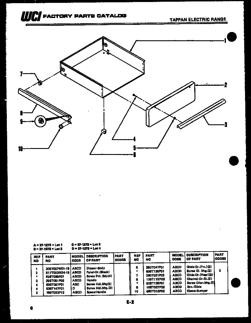 Top, control and miscellaneous parts