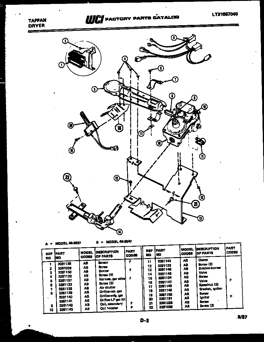 BURNER, IGNITER AND VALVE