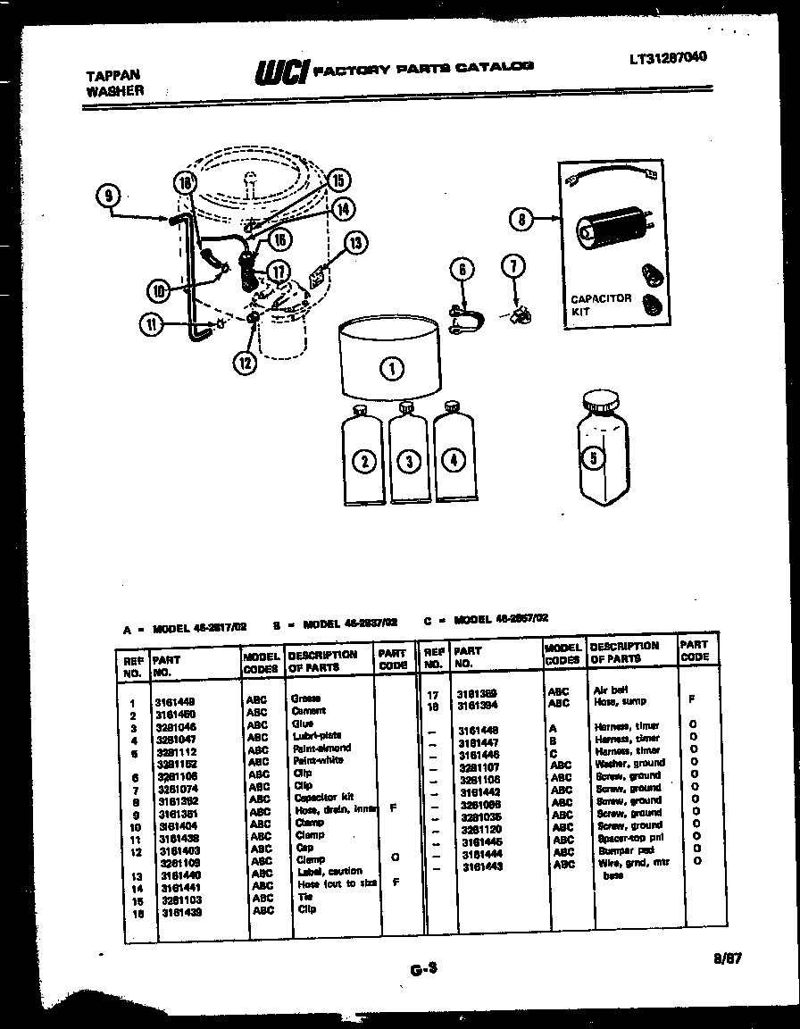 Washer and miscellaneous parts