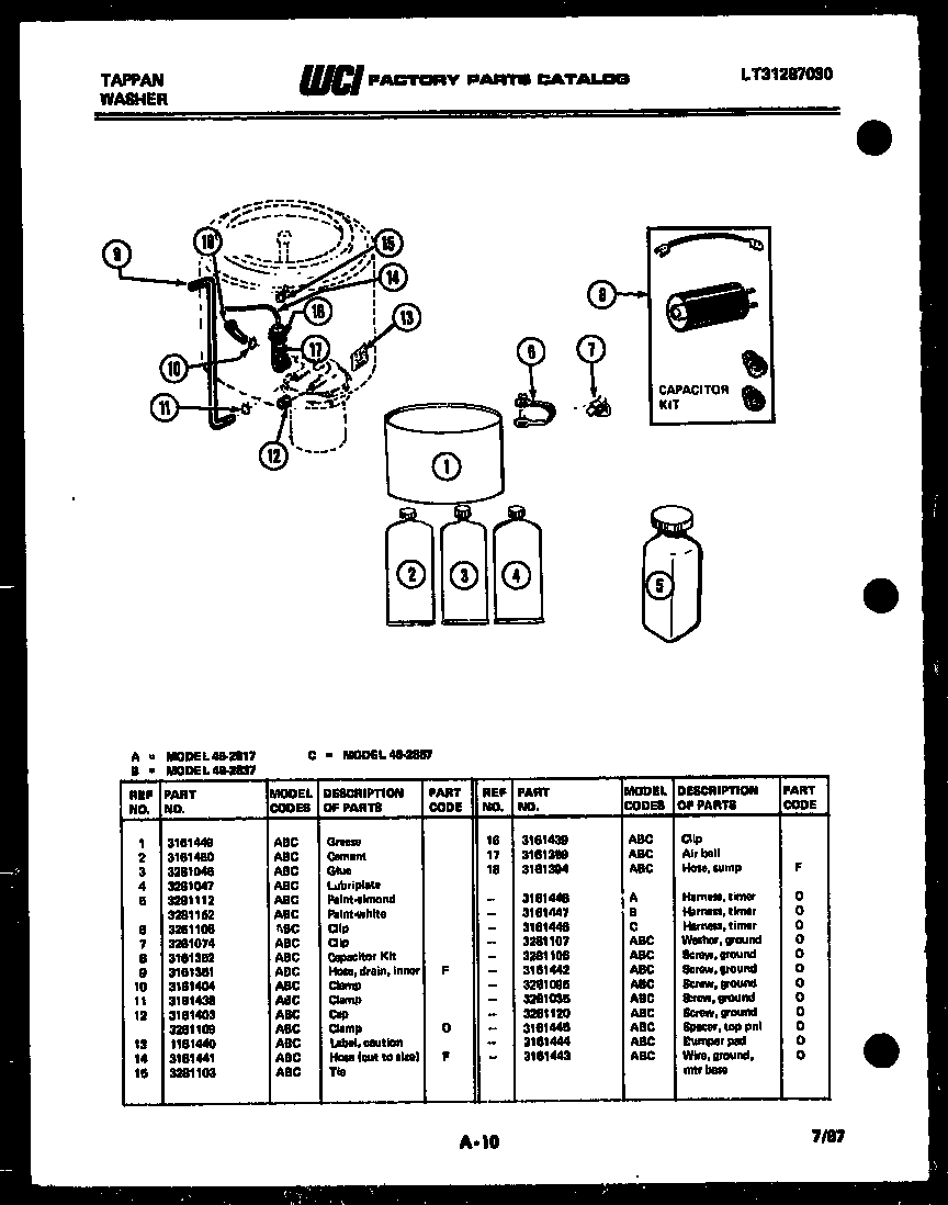 Washer and miscellaneous parts