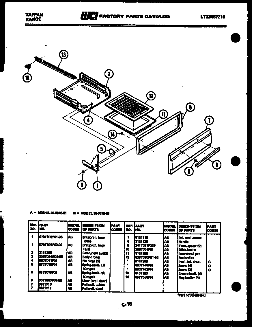 Broiler drawer parts