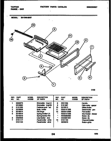 Broiler drawer parts