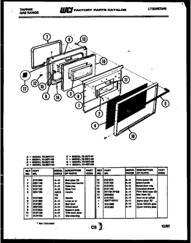 Lower oven door parts
