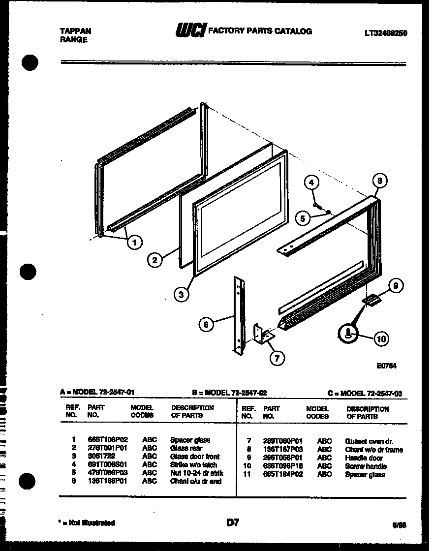 Upper oven door parts