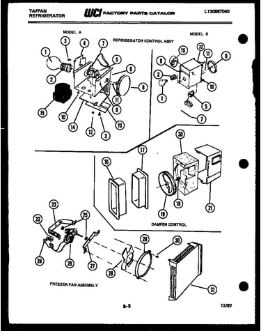 Refrigerator control assembly, damper control assembly and f
