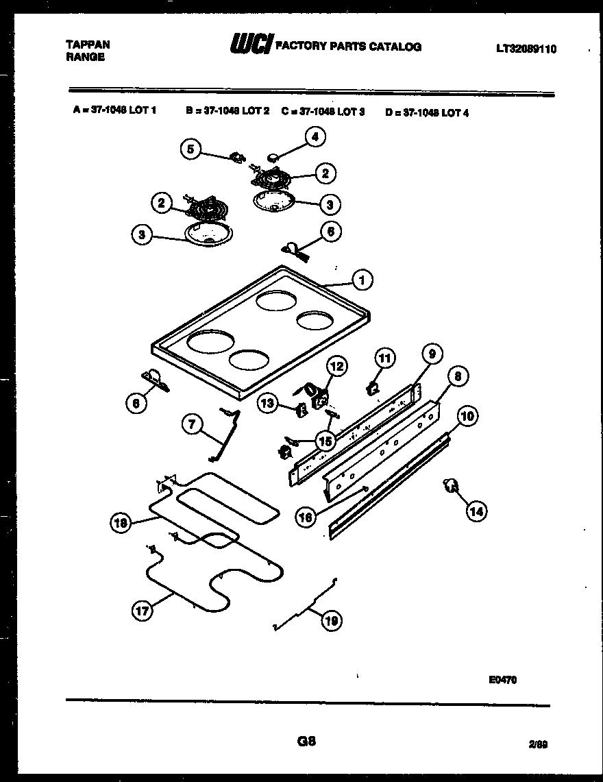 Cooktop, broiler and control parts