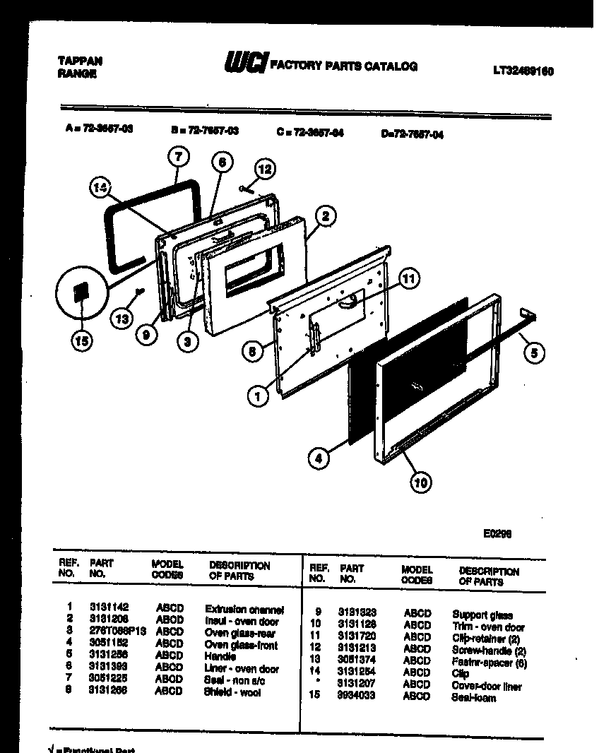 Lower oven door parts