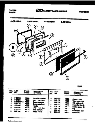 Lower oven door parts
